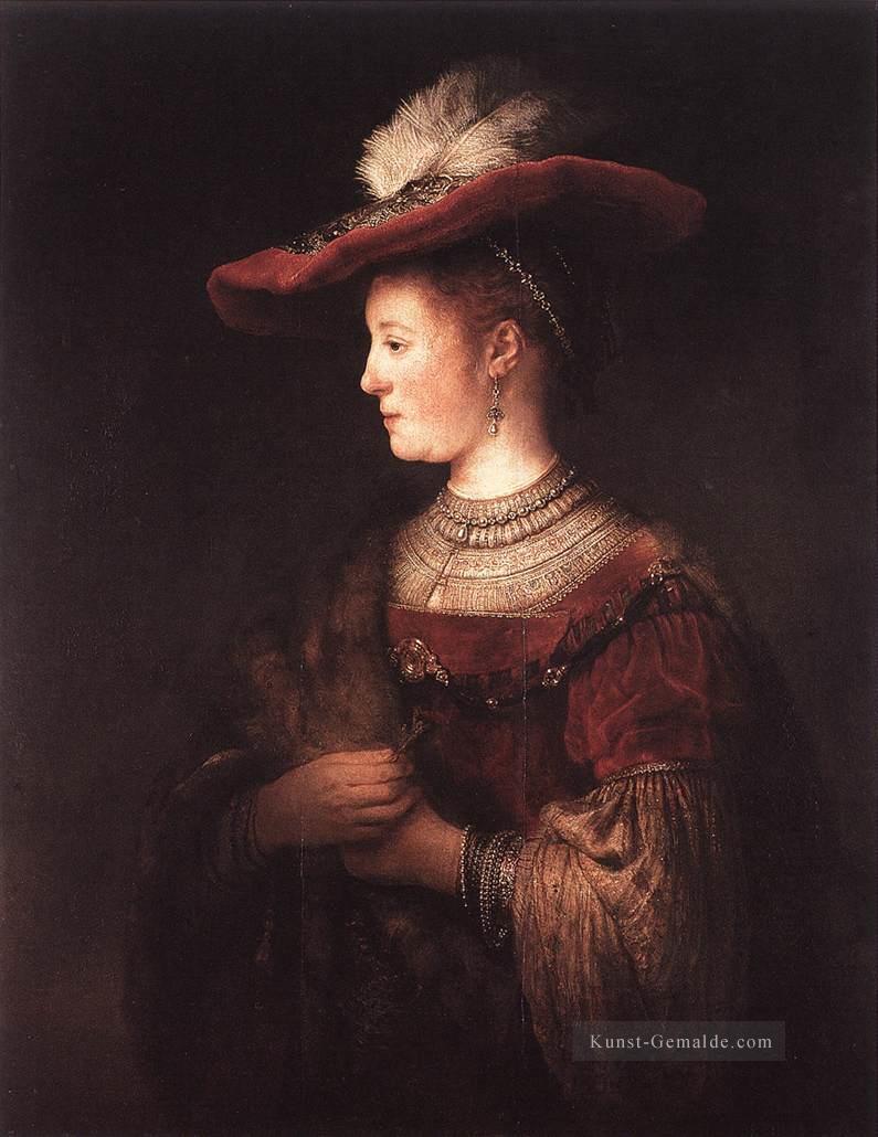 Saskia in bombastischen Kleid Porträt Rembrandt Ölgemälde